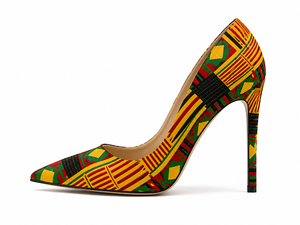Chaussures à talons aiguilles personnalisées pour femmes, style africain, à carreaux, pour soirée, fabricant OEM & ODM - Product Image 2