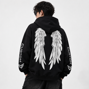 เสื้อฮู้ดดี้โอเวอร์ไซส์ผ้าฟลีซผสมโพลีเอสเตอร์/คอตตอน ล้างสีแบบแอซิดวอช สำหรับผู้ชายและผู้หญิง  รับผลิตตามสั่ง สีตามต้องการ บริการ OEM/ODM สำหรับฤดูใบไม้ร่วง - Product Image 3