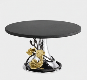 Premium Round Metal <b>Cake</b> Stand With Gold Flower Design Handmade Decorative Base Elegant Tabletop Display For Wedding Events <b>Gift</b> - Product Image 1