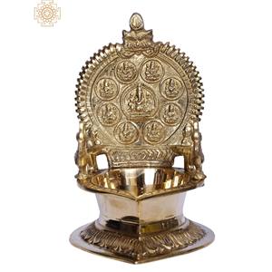 Hecho a mano de latón de 7 pulgadas Ashtalakshmi escultura profunda artículo artesanal indio - Product Image 1