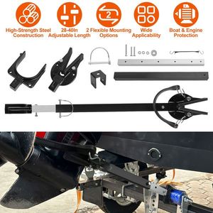 Soporte de motor fueraborda ajustable de acero resistente de 28-40 pulgadas con correa de goma amortiguadora y 2 accesorios - Product Image 1