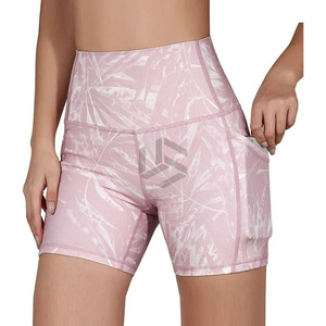 Pantalones Cortos de Yoga para Mujer, Ligeros, de Secado Rápido, Cintura Alta, Transpirables y Teñidos, Talla Adulto - Product Image 1