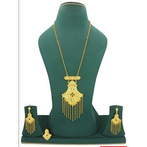 Ensembles de bijoux arabes en laiton plaqué or avec boucles d'oreilles, collection parfaite pour le Ramadan, bijoux de mariée indienne de Dubaï - Product Image 3