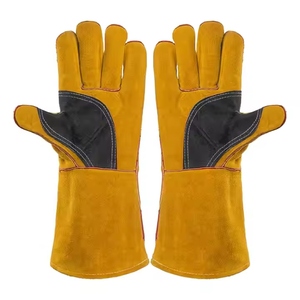 Best Performance Heavy Duty Cowhide Split Leather <b>Gloves</b> Abrasion Heat Resistant for Welding BBQ Construction Safety Work - Product Image 2