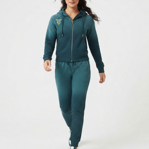 Conjunto Deportivo de Mujer con Capucha, Color Sólido, Manga Larga, Tejido de Felpa, Transpirable, de Secado Rápido, Corte Regular, 2 Piezas, Sudadera y Pantalones - Product Image 2