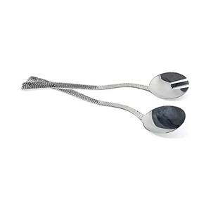 Cuchara para servir grande pulida de plata de acero inoxidable para Buffet, juego para servir sopa, mango ondulado plano largo, cuchara grande, ensalada de buffet - Product Image 1