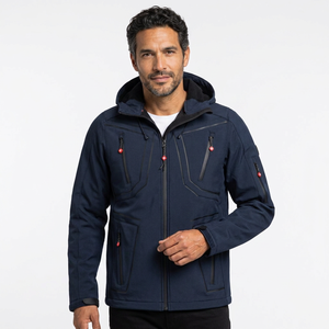 Chaqueta Varsity Reversible Impermeable de Mezclilla para Hombre, con Logotipo Frontal, Azul Oscuro, Poliéster, Cierre de Cremallera, para Otoño y Actividades al Aire Libre - Product Image 4