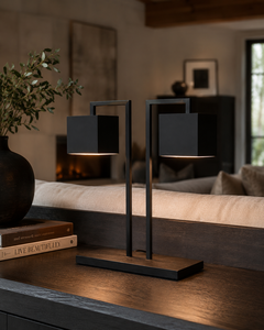 Modern Metal Table Lamp with Black Fabric Shade Rectangular Minimalist Design for Residential Use LED E27 Base 3500K Warm White - Product Image 2