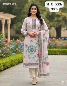 Conjunto de Kurti-Pantalón y Dupatta de Muselina y Seda Chanderi con Estampado, Calidad de Exportación India, Nueva Llegada, para Uso Ocasional, Proveedor Indio - Product Image 2