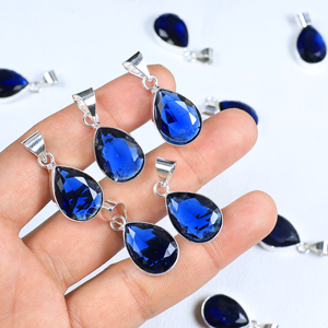 Collar con Colgante de Piedra Preciosa de Topacio Azul en Forma de Lágrima, Chapado en Plata de Ley 925, Joyería Minimalista con Corte de Pera para Uso Diario - Product Image 4