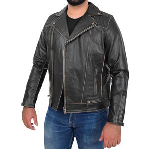 WINGS TRADERS Veste de motard en cuir d'agneau véritable, noire, haute qualité, nouveau design tendance, doublure en polyester, fourrure de renard - Product Image 3