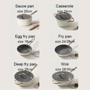 Stylish Non Stick <b>Cookware</b> Collection Featuring Marble Coated Frying Pans Deep Cooking Pots Sauce Pans And Heat Resistant - Product Image 3
