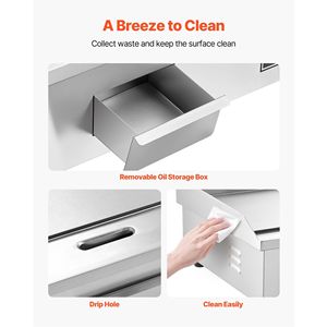 Piastra Elettrica Commerciale in Acciaio Inox da Banco 2800W 72,5 x 40 cm 122-570°F Controllo Temperatura Regolabile Modello 2022 - Product Image 6