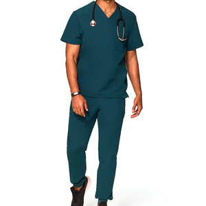Uniformes médicos elegantes de color blanco para hombre, conjuntos de uniformes de enfermería para hombre en venta - Product Image 1