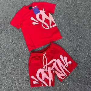 High Quality 100% Cotton <b>Tshirt</b> and Short Set Unisex Oversized Custom Logo Blank Shorts and T Shirt Two Piece Sets Men - Product Image 1