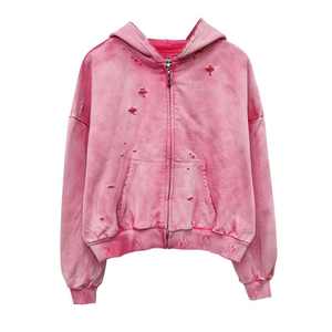 Sudadera con capucha personalizada para hombre, estilo vintage, desgastada, con efecto lavado ácido, salpicaduras de pintura y descolorida por el sol, de forro polar para invierno, estilo streetwear. - Product Image 1