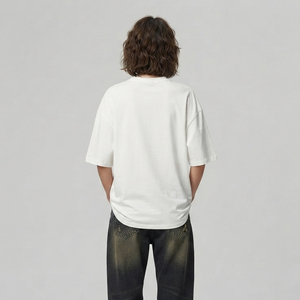 T-shirt ample à manches courtes pour femme avec strass, 100 % coton, coupe oversize épaisse et épaules tombantes, style streetwear - Product Image 2