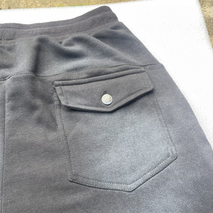 Pantalones Cortos de Felpa Francesa para Hombre, con Bordado Desgastado, Lavado Ácido, Color Sólido, Talla XXS, Efecto Desteñido, Cómodos, 100% Algodón, Cintura Elástica - Product Image 3