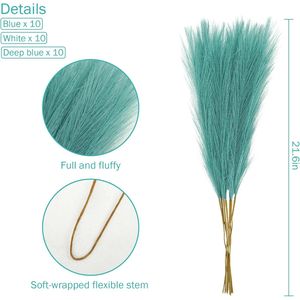 30 Piezas de Hierba de Pampas Artificial Corta de Color Azul Claro, 21.6 Pulgadas, Hierba de Pampas Artificial Esponjosa para Rellenar Jarrones, para Fines Decorativos - Product Image 5
