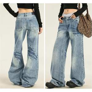 Jeans Baggy taille basse pour femmes jambe large Y2K petit ami Denim pantalon Vintage lavé respirant coupe ample taille Streetwear maman Style - Product Image 1