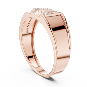 Bague de luxe en or rose plaqué or 14 carats avec motif chevron et moissanite |   Bague géométrique moderne pour homme - Product Image 4