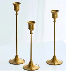 Taper Decor Metal <b>Gold</b> <b>Candle</b> Holders Set Wedding Candlesticks Brass Candlesticks Collection Antique Gift Idea Charming Curated - Product Image 3