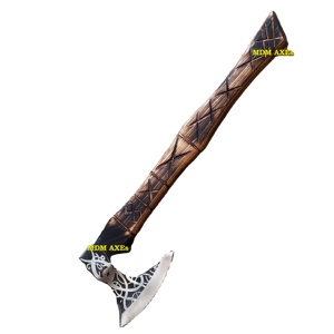 Handmade <b>Axe</b> Carbon Steel Blade Wood <b>Handle</b> With Leather Sheath Outdoor Knife - Product Image 1