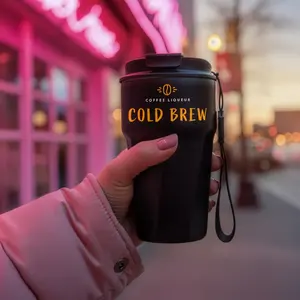 Gobelet isotherme à double paroi en acier inoxydable de 480 ml avec poignée et couvercle, maintien thermique de 12 à 24 heures, design minimaliste, idéal pour les voyages - Product Image 2