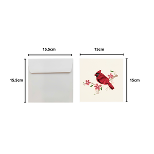 <b>Red</b> Cardinal Quilling Card Art <b>Paper</b> Craft Floral Bird Design Home Decoration Handmade 3D Greeting Card Envelope Quilled Card - Product Image 2