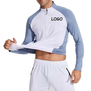 High Quality Custom Workout 3/4 <b>Zip</b> Pullover Training Jogging Wear Patchwork Color 2 Piece Sweat Suit Tracksuits for Men - Product Image 4