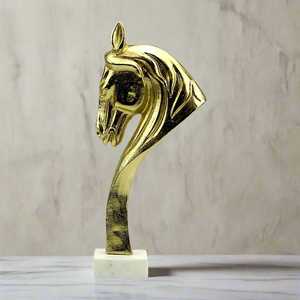 Jaffs Exports 36cm H X 8cm W X 16.5cm L Golden Aluminium Horse Head Sculpture Artistic Figurine Handmade Contemporary Tabletop - Product Image 5