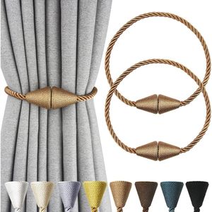 2 Pack Modern Handmade Magnetic Curtain <b>Tiebacks</b> Rope Weave Holdbacks for Decorative Drapes Window Curtain Poles Accessories - Product Image 4