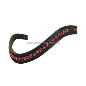 Banda para cejas de caballo de cuero acolchado canal vacío logotipo personalizado con cristales redondos Cadena de diamante brillante banda para cejas ostentosa - Product Image 1