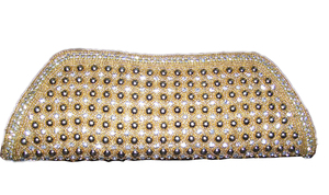 Pochette de soirée dorée à perles avec doublure en satin et fermeture éclair, sac à main de fête - Product Image 2
