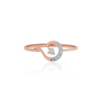 Sofisticado diamante natural de corte brillante redondo de 0.08 quilates, certificado por IGI, color H-I, claridad VS-SI, en joyería de oro rosa macizo.