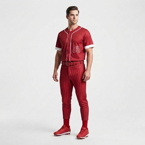Uniforme de Béisbol para Hombre al por Mayor, Conjunto Deportivo Transpirable con Camisa de Manga Larga y Pantalones a Rayas, 100% Algodón, Logotipo Frontal - Product Image 6