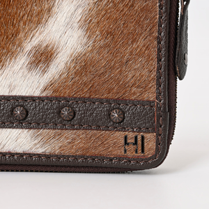   Cartera de mano de cuero de vaca con pelo para mujer, tarjetero occidental con diamantes de imitación - Product Image 6