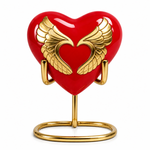 Sky Blue Brass Wings Engraved Heart Shaped <b>Keepsake</b> Cremation <b>Memorial</b> <b>Keepsakes</b> Urn for Funeral Ashes - Product Image 3