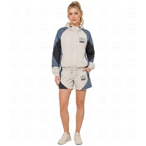 <b>Women's</b> <b>2</b> <b>Piece</b> Tracksuit Set Color Block Zip Up Hoodie Jacket and Shorts Quick Dry Sporty <b>Outfit</b> - Product Image 5