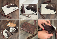 Dompet Clutch Wanita desainer kulit sapi asli buatan tangan berkualitas tinggi & kantung rumbai & gelang kulit asli kustom