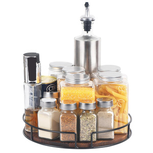Bandeja giratoria multifuncional hecha a mano de madera de acacia Lazy Susan, mesa de comedor, Mostrador de cocina, organizador de armario moderno - Product Image 5