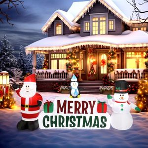 9.8 FT Lighted Christmas Inflatable Santa Claus & Snowman Funny Blow Outdoor Holiday Yard Decorations Merry Christmas Sign - Product Image 1