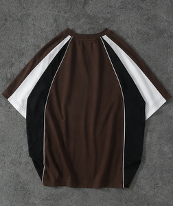 Chemise décontractée à manches courtes pour homme, couleur marron, avec logo blanc sur le devant, pour l'été - Product Image 6