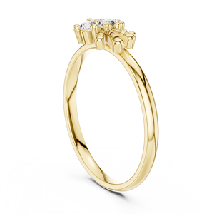 Bague minimaliste en moissanite et diamants en forme de grappe de fleurs en argent sterling 925 / or jaune 10K 14K 18K – Bague de fiançailles pour femme - Product Image 4