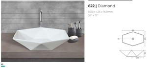 อ่างล้างหน้าทรงสี่เหลี่ยมผืนผ้า ขนาด 22x14 นิ้ว แบบรูเดียว ขัดเงา สไตล์มินิมอล สำหรับติดตั้งบนเคาน์เตอร์ - Product Image 4