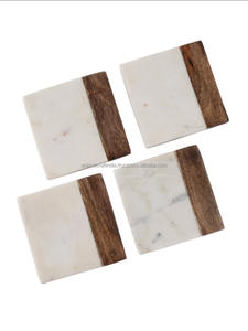 Sous-verres carrés de haute qualité classique blanc et noir pierre naturelle marbre Unique cuisine intérieur tapis et tampons - Product Image 2