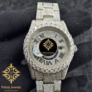 นาฬิกาเพชรหรูสำหรับผู้หญิง Pahal Jewels ตัวเรือนสแตนเลสขนาด 41 มม. กระจกแซฟไฟร์ แสดงวันที่แบบอนาล็อก ควอตซ์ สายพับขนาด 18 มม. - Product Image 1