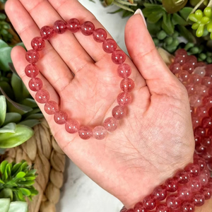 Natural <b>Red</b> Crystal Beaded <b>Bracelet</b> Women's Classic Everyday Wear Stone Jewelry Round Ball Shape - Product Image 6