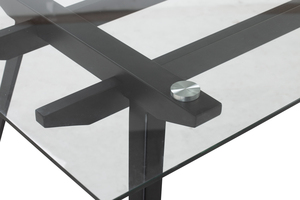Premium Modern <b>Clear</b> Tempered Glass Dining <b>Table</b> 1800mm Waterproof Durable Matte Black Metal Legs Minimalist 6-Seater Rectangle - Product Image 4