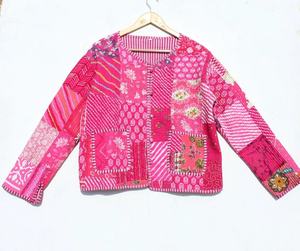 Nueva llegada acolchado Reversible forrado indio hecho a mano parche trabajo chaqueta abrigos Boho acolchado chaqueta para mujer - Product Image 3